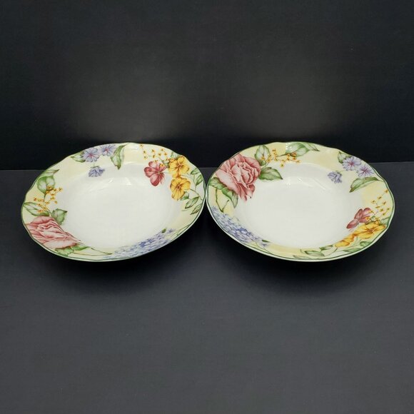 Westbury Court Christina Rim Soup Bowls Jessica McClintock Floral China Bowls - Picture 3 of 9